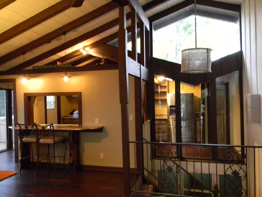 Interior renovation with vaulted beam ceiling — East Texas
